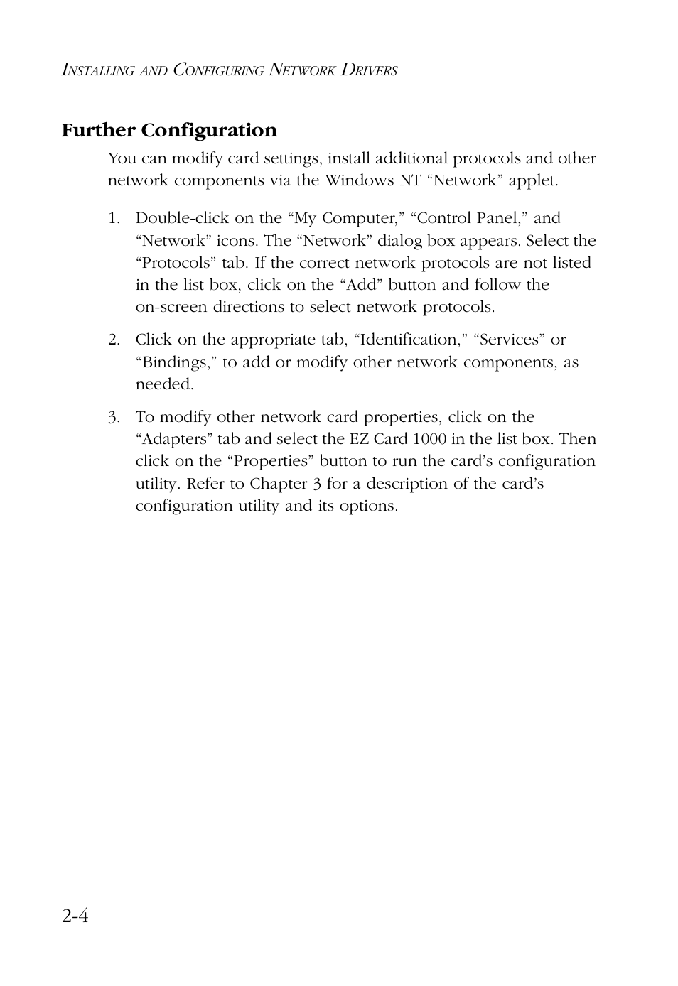 Further configuration, Further configuration -4, 4 further configuration | SMC Networks SMC EZ Card 1000 SMC9452TX User Manual | Page 26 / 62