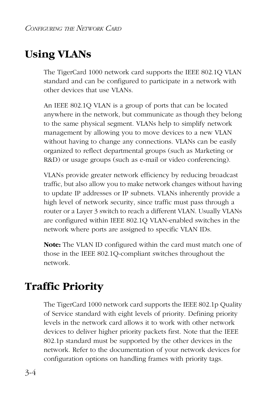 Using vlans, Traffic priority, Using vlans -4 traffic priority -4 | SMC Networks SMC EZ Card 1000 SMC9452TX User Manual | Page 42 / 62