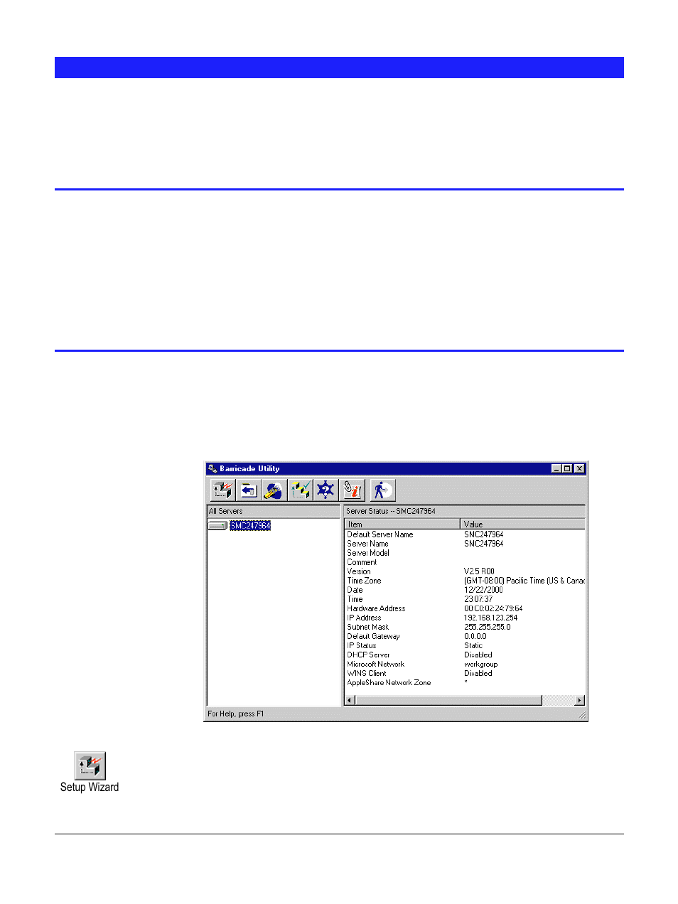 Barricade setup using windows, Software installation, Using the barricade utility | SMC Networks Barricade User Manual | Page 11 / 54