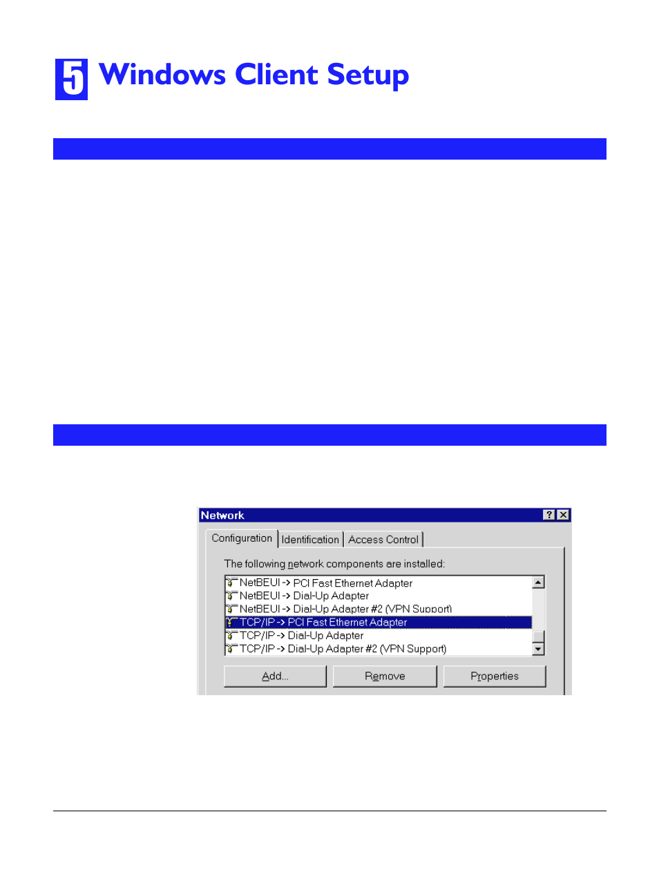 Windows client setup, Overview, Tcp/ip setup | Lqgrzv&olhqw6hwxs | SMC Networks Barricade User Manual | Page 32 / 54