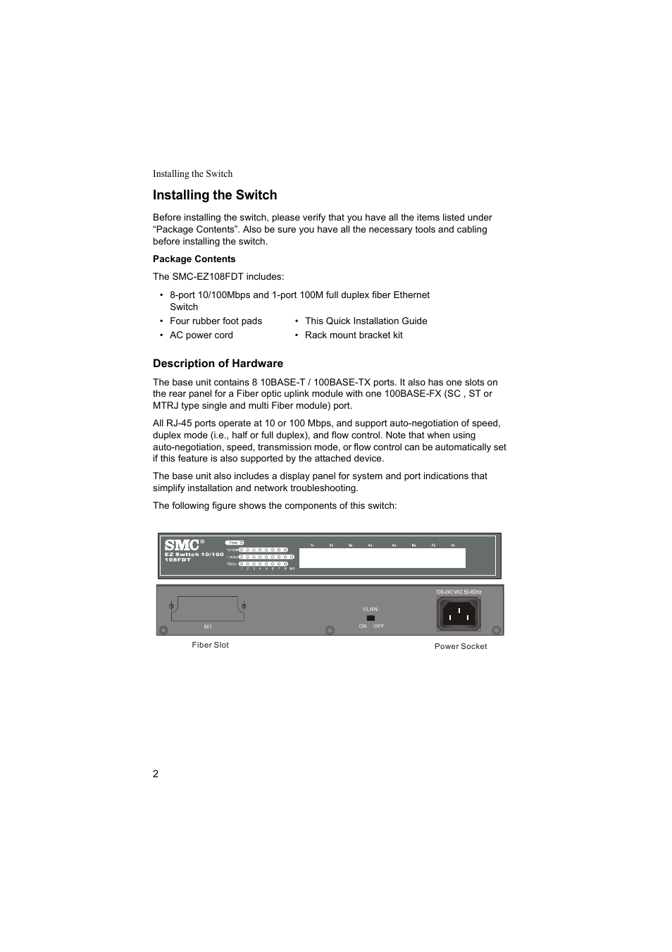 Installing the switch | SMC Networks SMC-EZ108FDT User Manual | Page 10 / 22