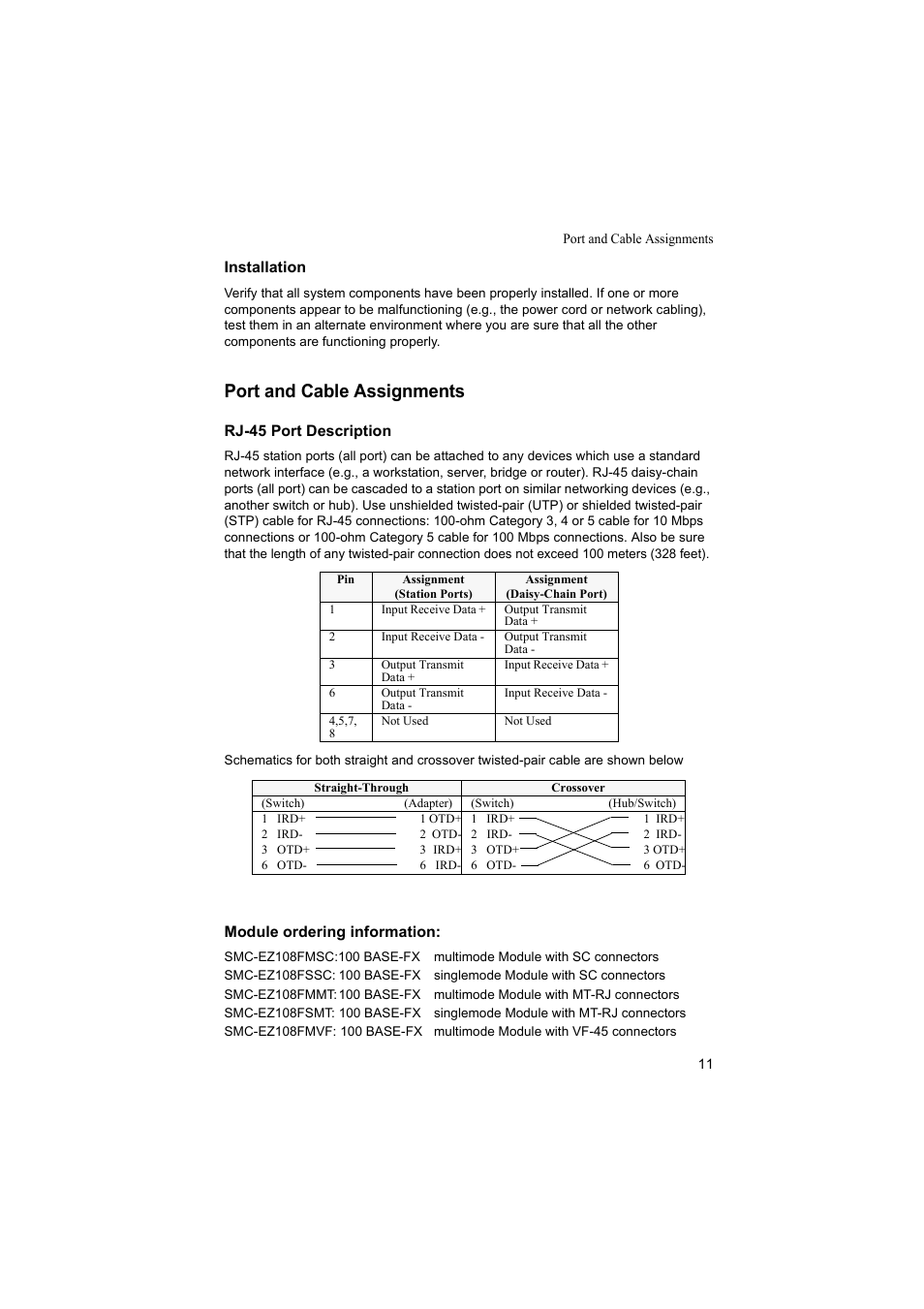 Port and cable assignments | SMC Networks SMC-EZ108FDT User Manual | Page 19 / 22