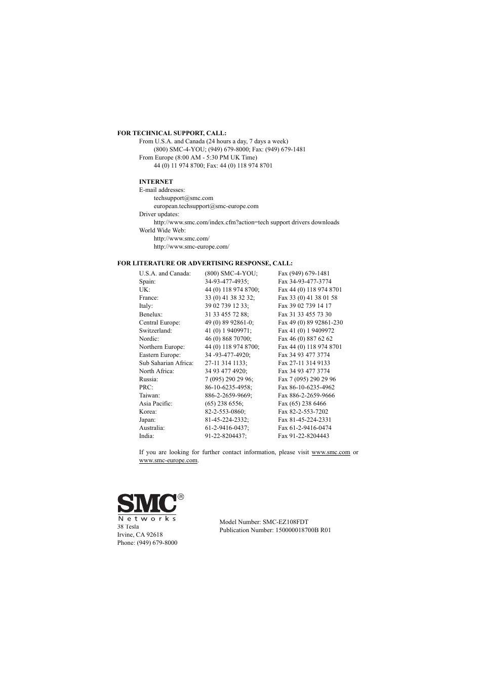 SMC Networks SMC-EZ108FDT User Manual | Page 22 / 22