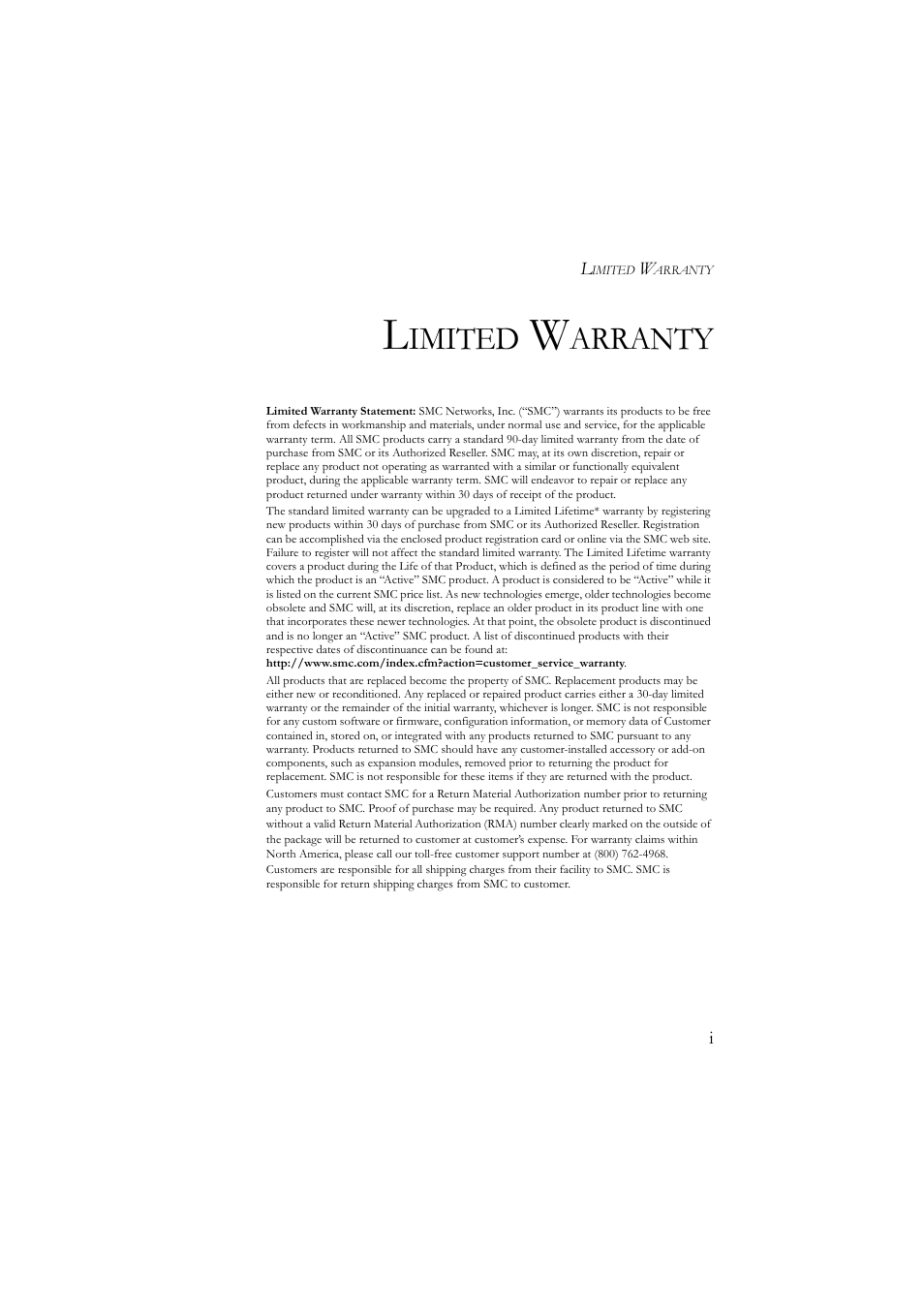 Imited, Arranty | SMC Networks SMC-EZ108FDT User Manual | Page 5 / 22