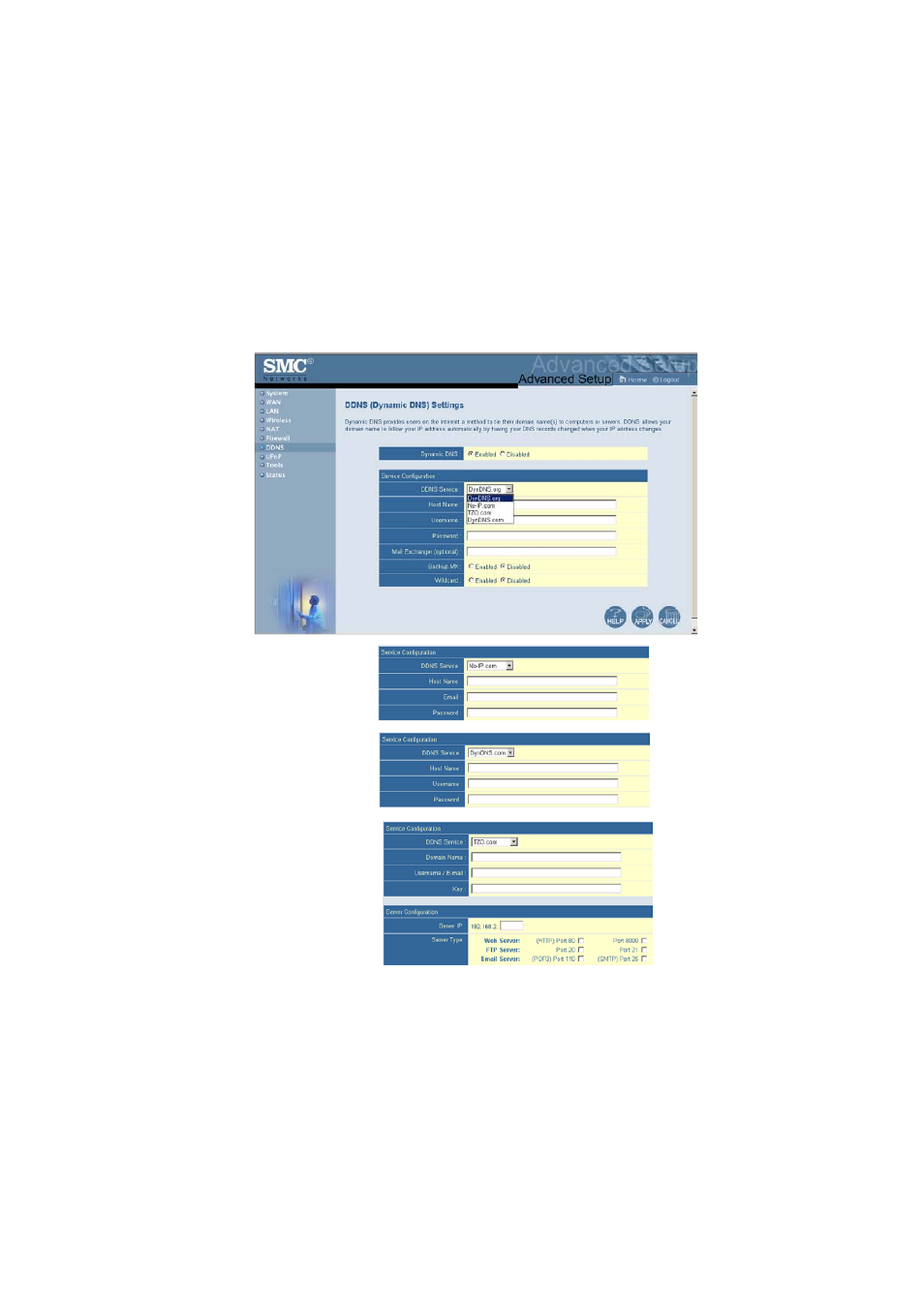 Ddns (dynamic dns) settings | SMC Networks SMC2804WBR V.2 User Manual | Page 74 / 94