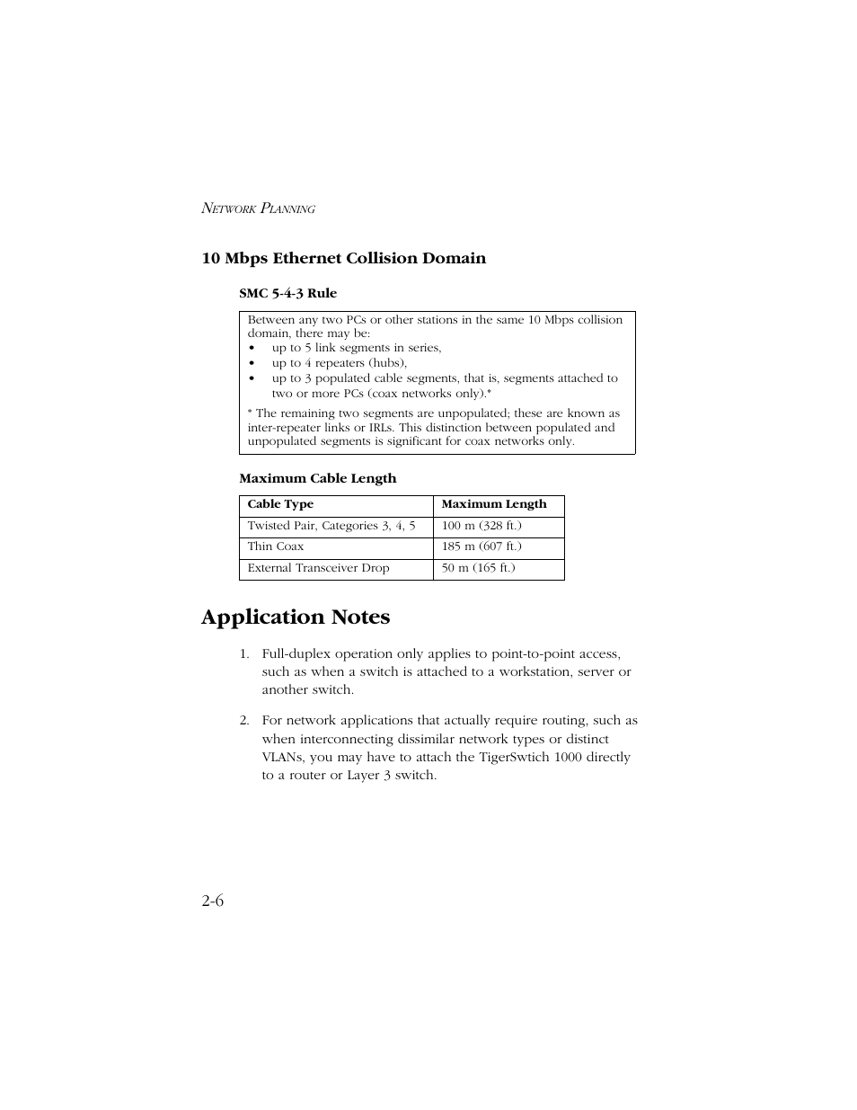 10 mbps ethernet collision domain, Application notes, 10 mbps ethernet collision domain -6 | Application notes -6 | SMC Networks 1000 User Manual | Page 28 / 66