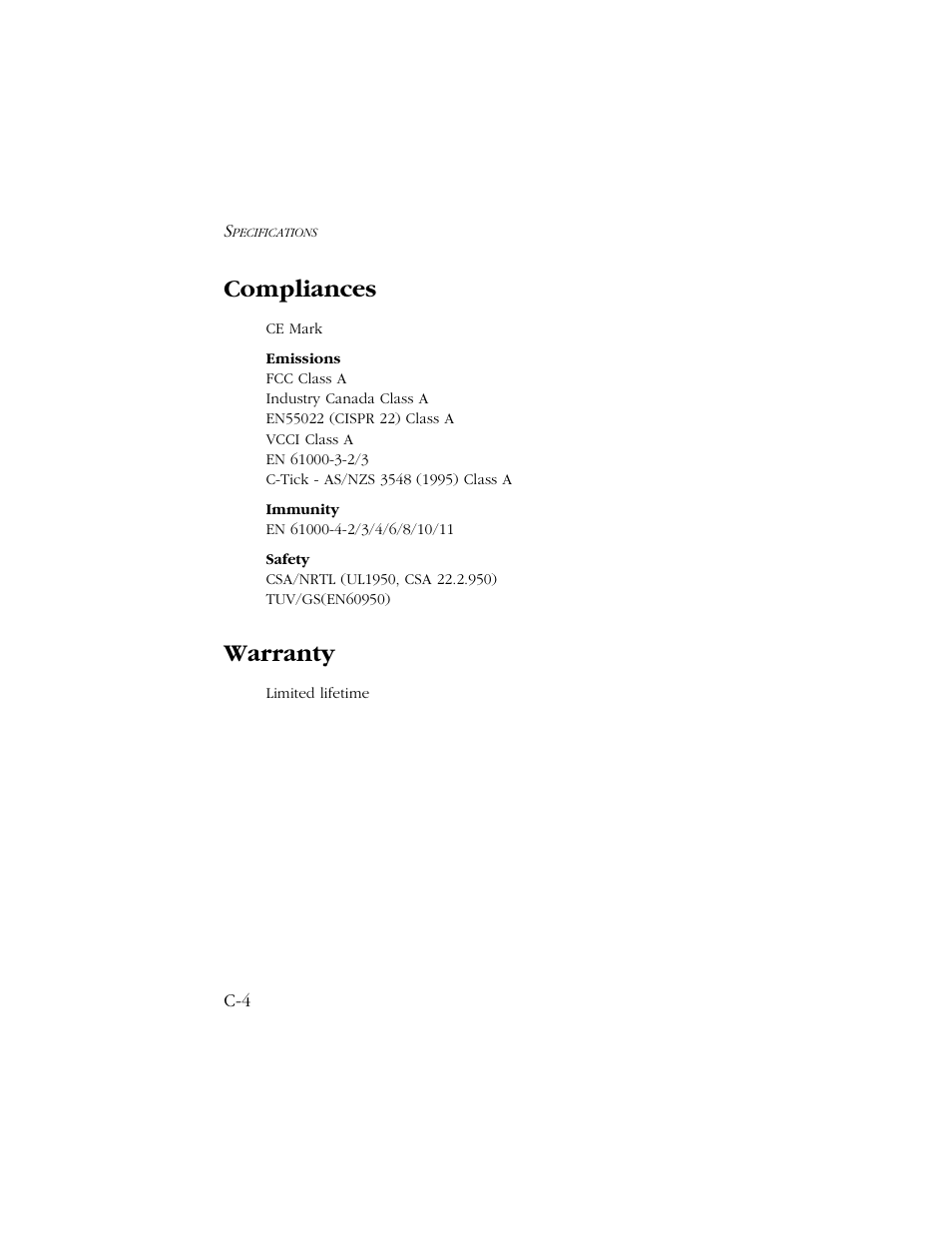 Compliances, Warranty | SMC Networks 1000 User Manual | Page 50 / 66