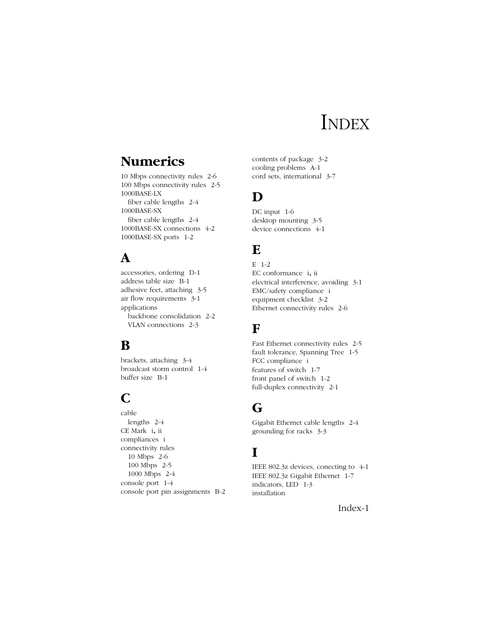 Index, Ndex, Numerics | SMC Networks 1000 User Manual | Page 61 / 66