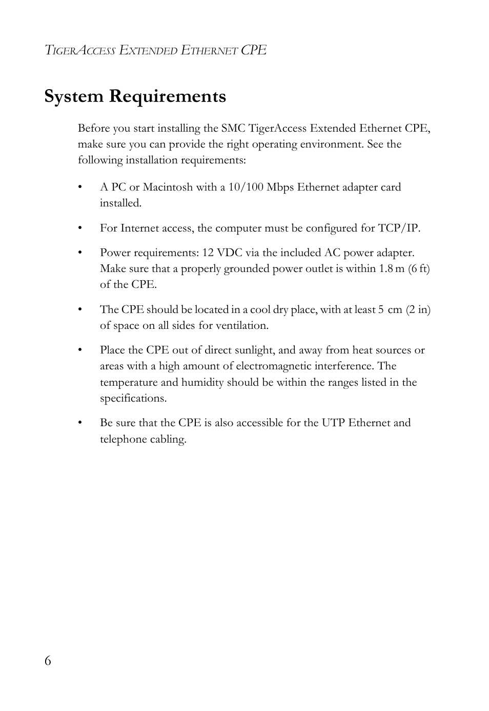 System requirements, Cpe 6 | SMC Networks SMC7500A/VCP User Manual | Page 18 / 34