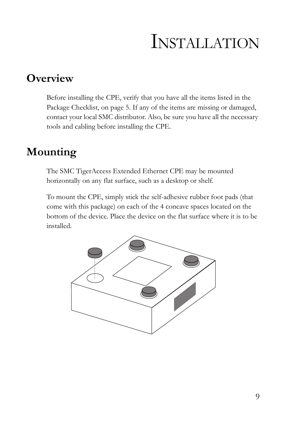 Installation, Overview, Mounting | Overview mounting, Nstallation | SMC Networks SMC7500A/VCP User Manual | Page 21 / 34