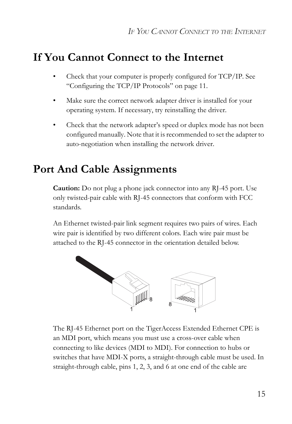 If you cannot connect to the internet, Port and cable assignments | SMC Networks SMC7500A/VCP User Manual | Page 27 / 34