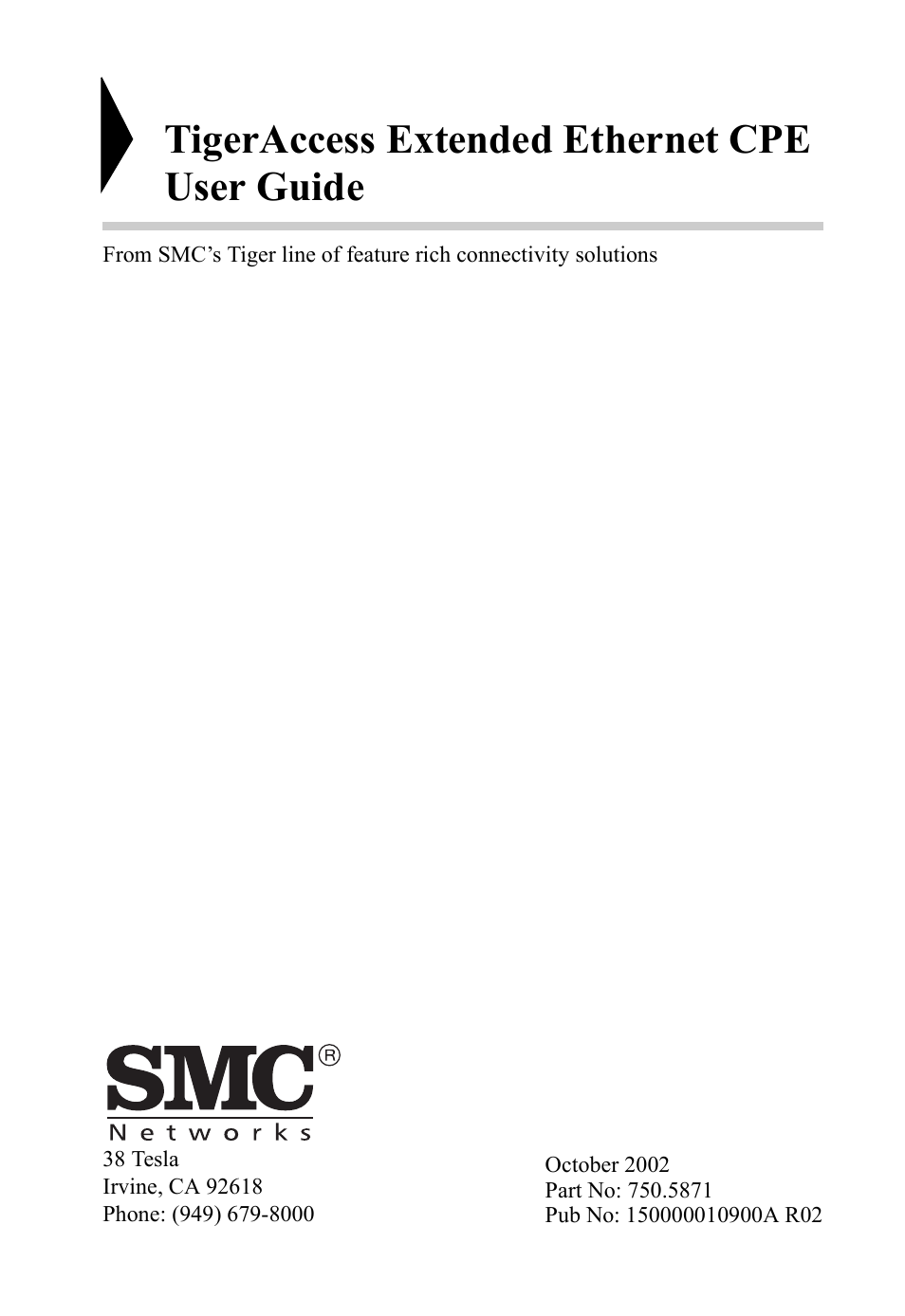 Tigeraccess extended ethernet cpe user guide | SMC Networks SMC7500A/VCP User Manual | Page 3 / 34