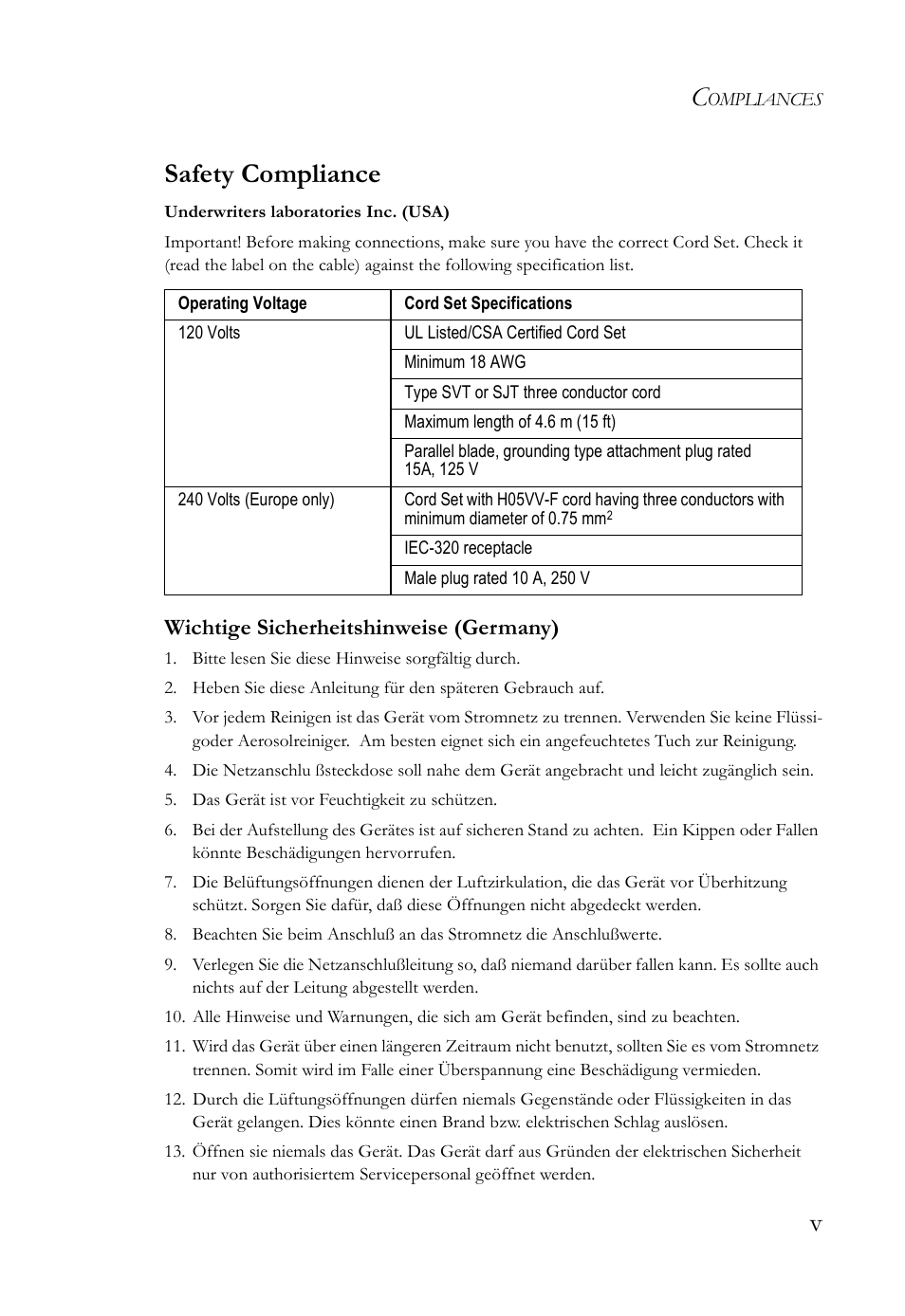 Vsafety compliance | SMC Networks SMC7500A/VCP User Manual | Page 9 / 34