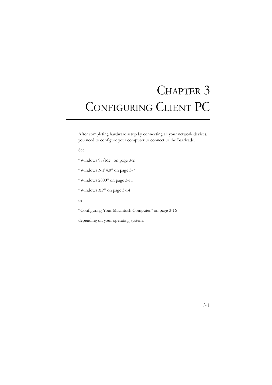 Chapter 3 configuring client pc, Configuring client pc -1, Hapter | Onfiguring, Lient | SMC Networks SMC7804WBRA User Manual | Page 26 / 124