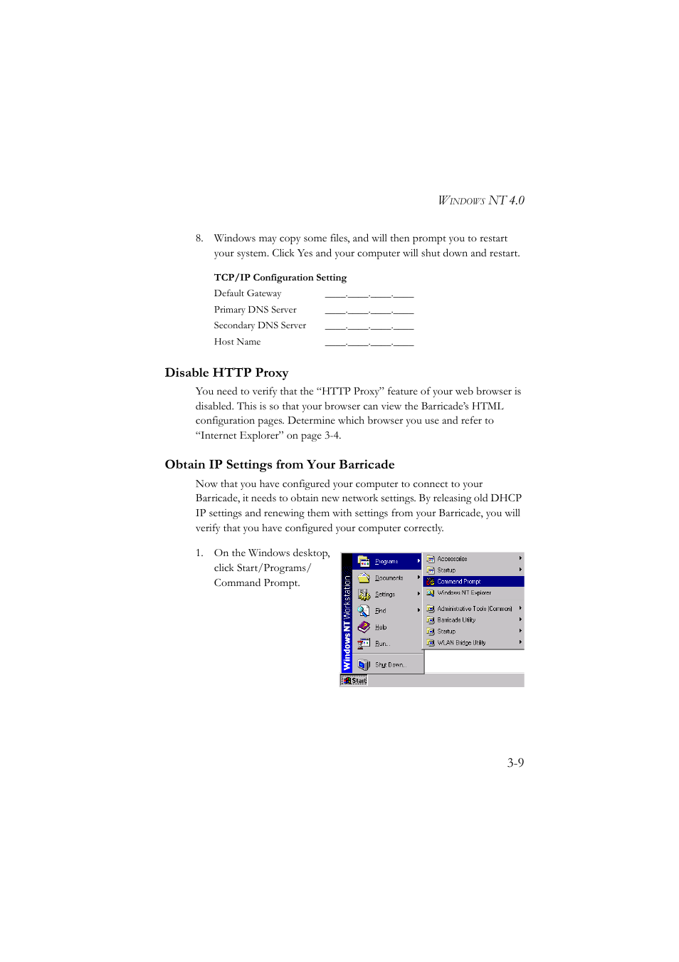 Disable http proxy, Obtain ip settings from your barricade | SMC Networks SMC7804WBRA User Manual | Page 34 / 124