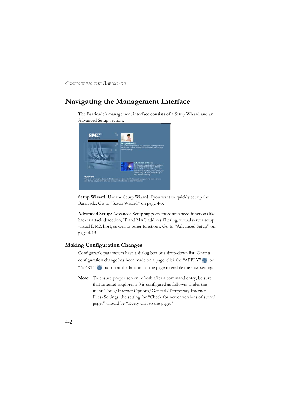 Navigating the management interface, Making configuration changes, Navigating the management interface -2 | Making configuration changes -2 | SMC Networks SMC7804WBRA User Manual | Page 45 / 124