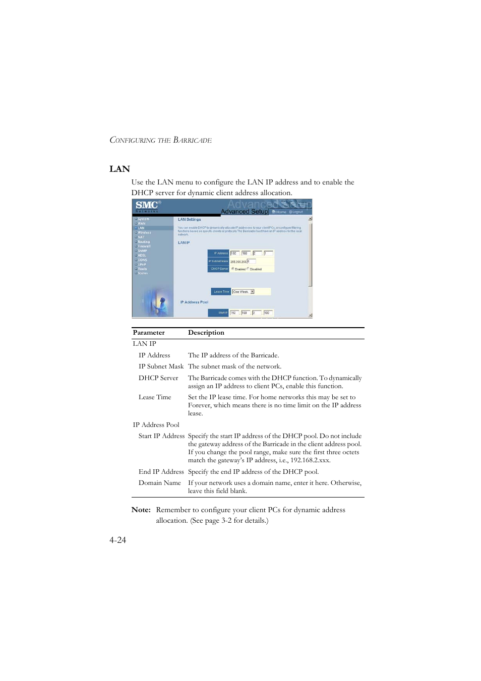 Lan -24, 24 lan | SMC Networks SMC7804WBRA User Manual | Page 67 / 124