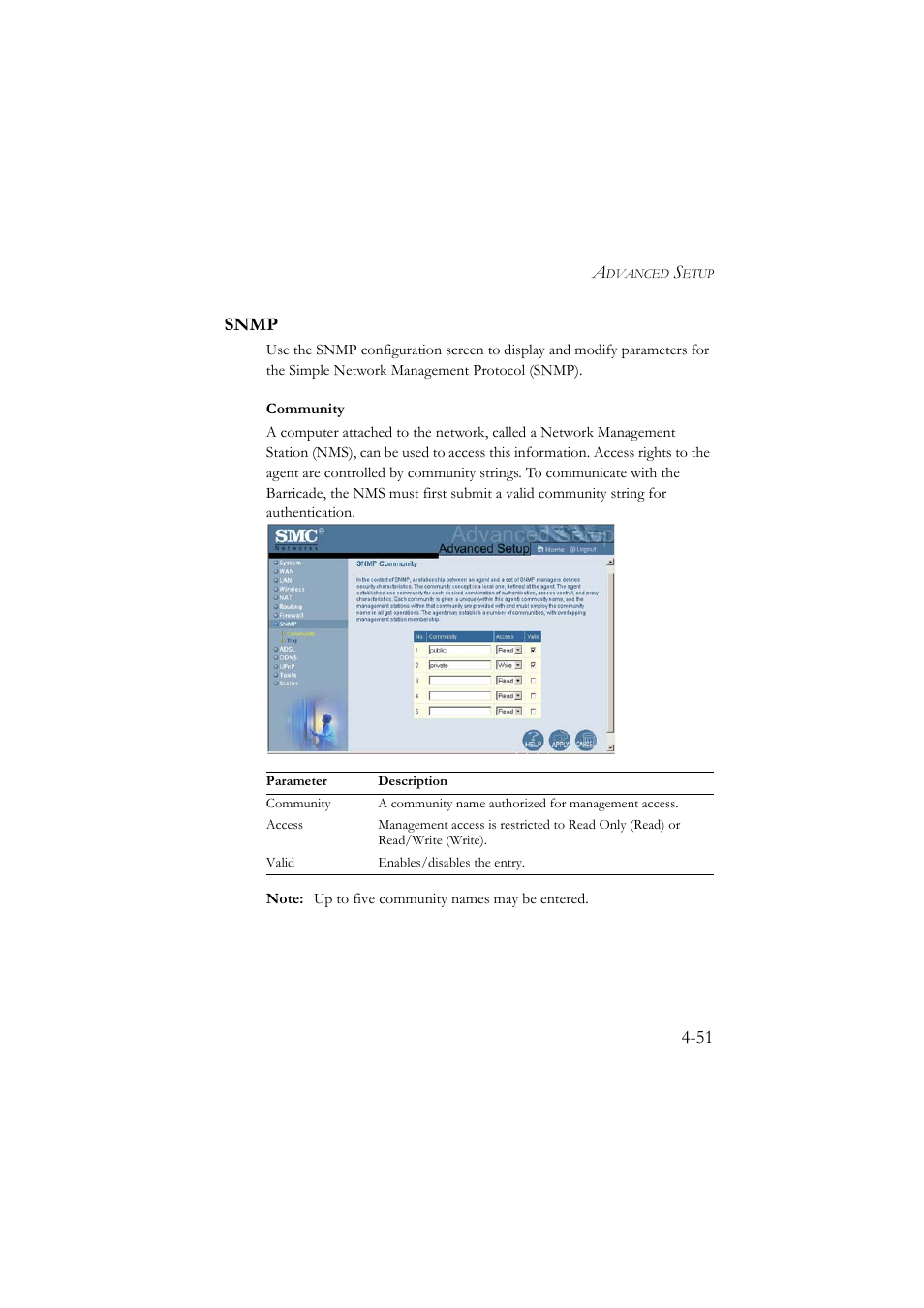 Snmp, Snmp -51, 51 snmp | SMC Networks SMC7804WBRA User Manual | Page 94 / 124