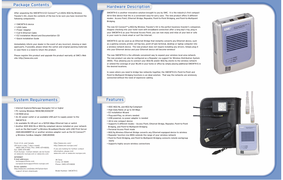 SMC Networks SMC EZ Connect g SMCWTK-G User Manual | 2 pages