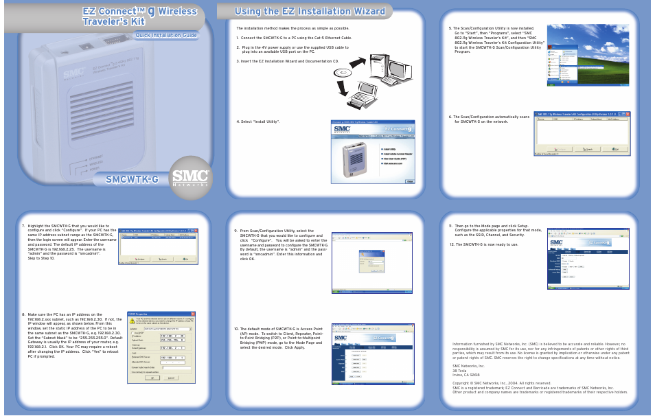 Unpack, Ez connect, Wireless traveler's kit ez connect | Get connected, Begin | SMC Networks SMC EZ Connect g SMCWTK-G User Manual | Page 2 / 2