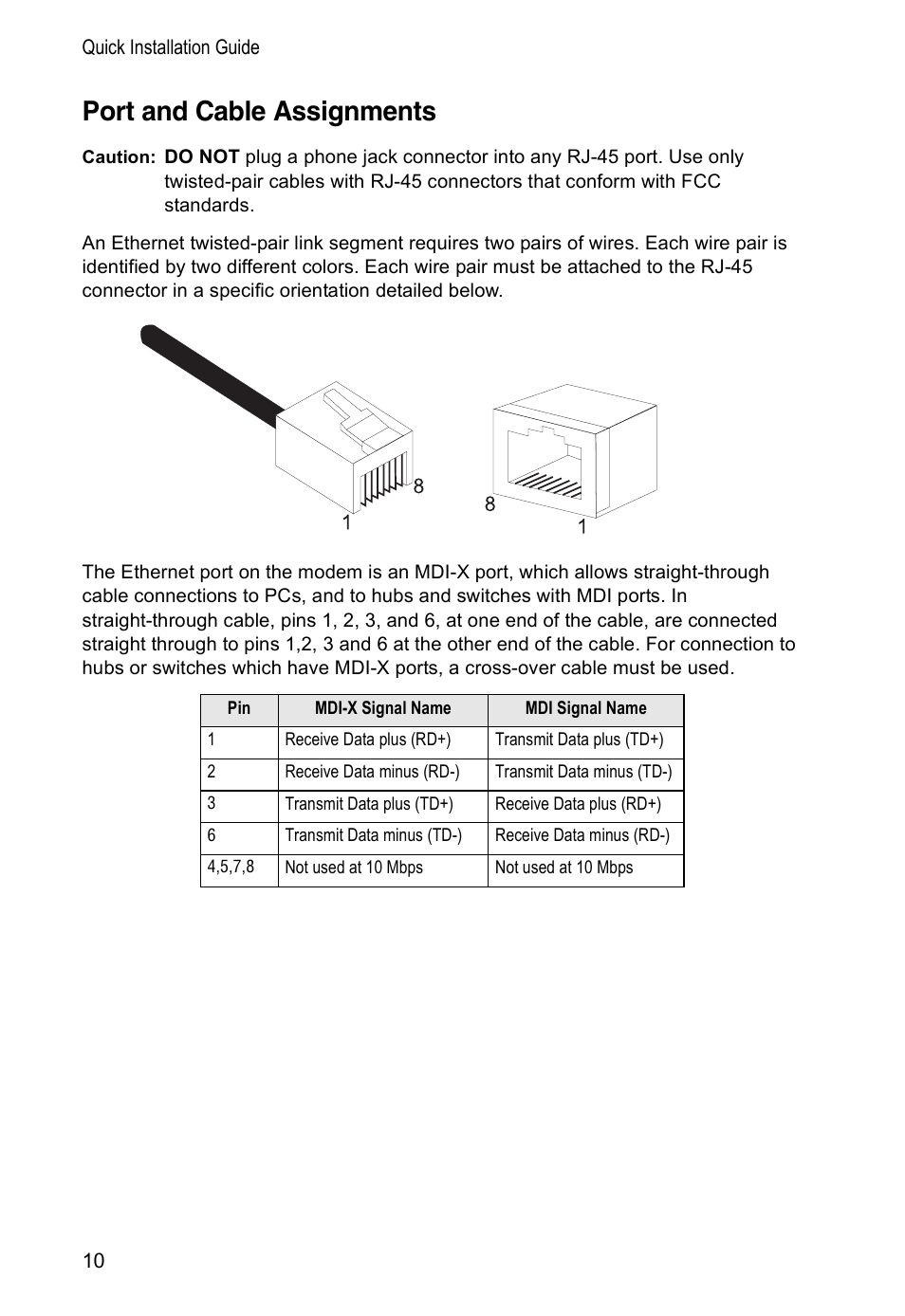 Port and cable assignments | SMC Networks SMC8002CM-US User Manual | Page 13 / 19