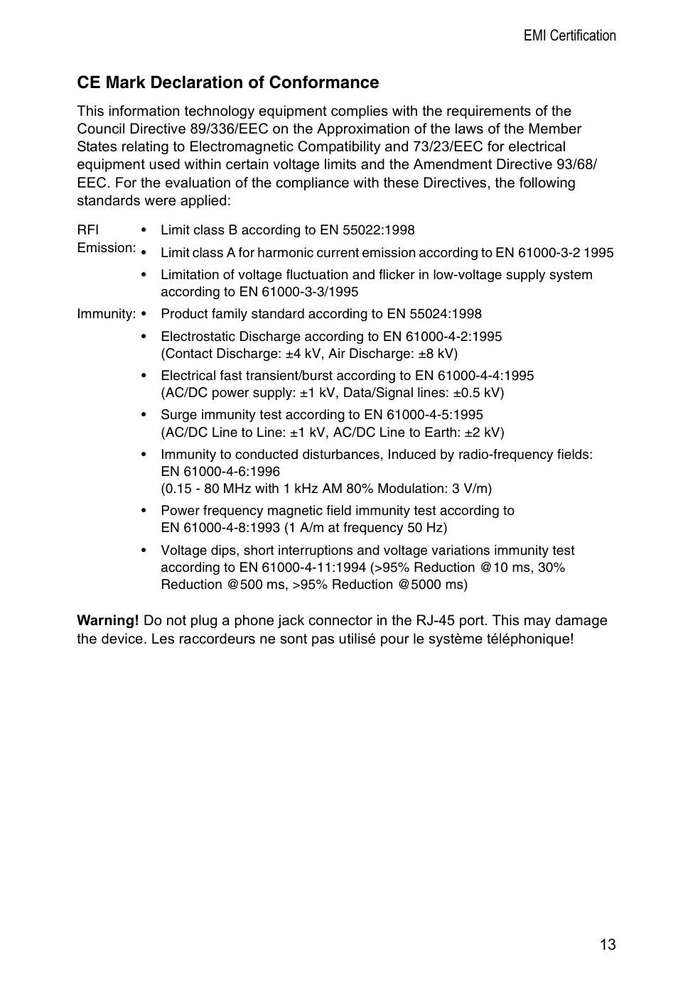 Ce mark declaration of conformance | SMC Networks SMC8002CM-US User Manual | Page 16 / 19