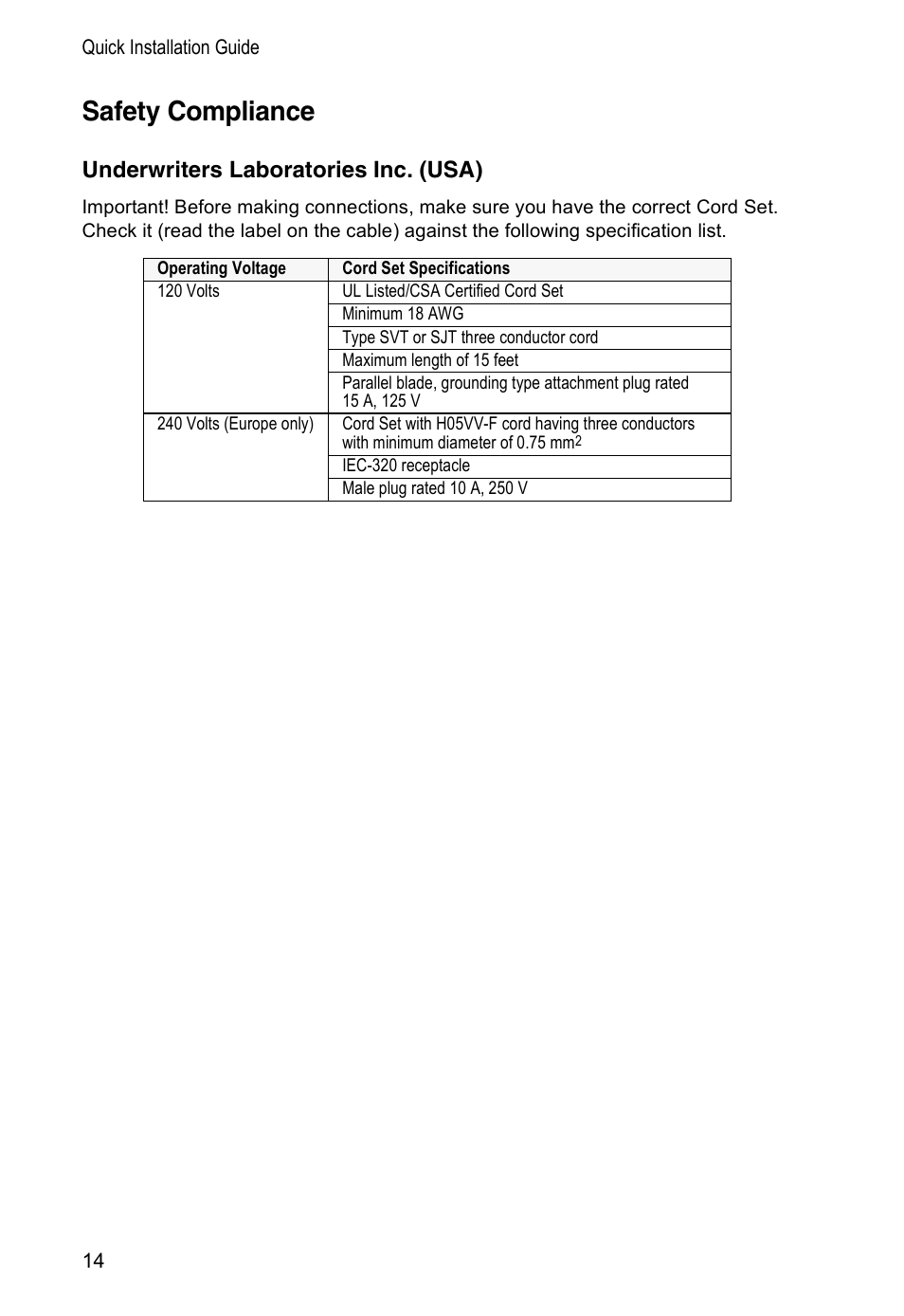 Safety compliance, Underwriters laboratories inc. (usa) | SMC Networks SMC8002CM-US User Manual | Page 17 / 19