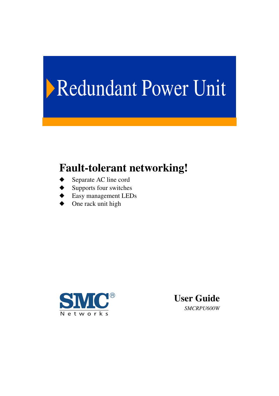 SMC Networks Redundant Power Unit SMCRPU600W User Manual | 22 pages