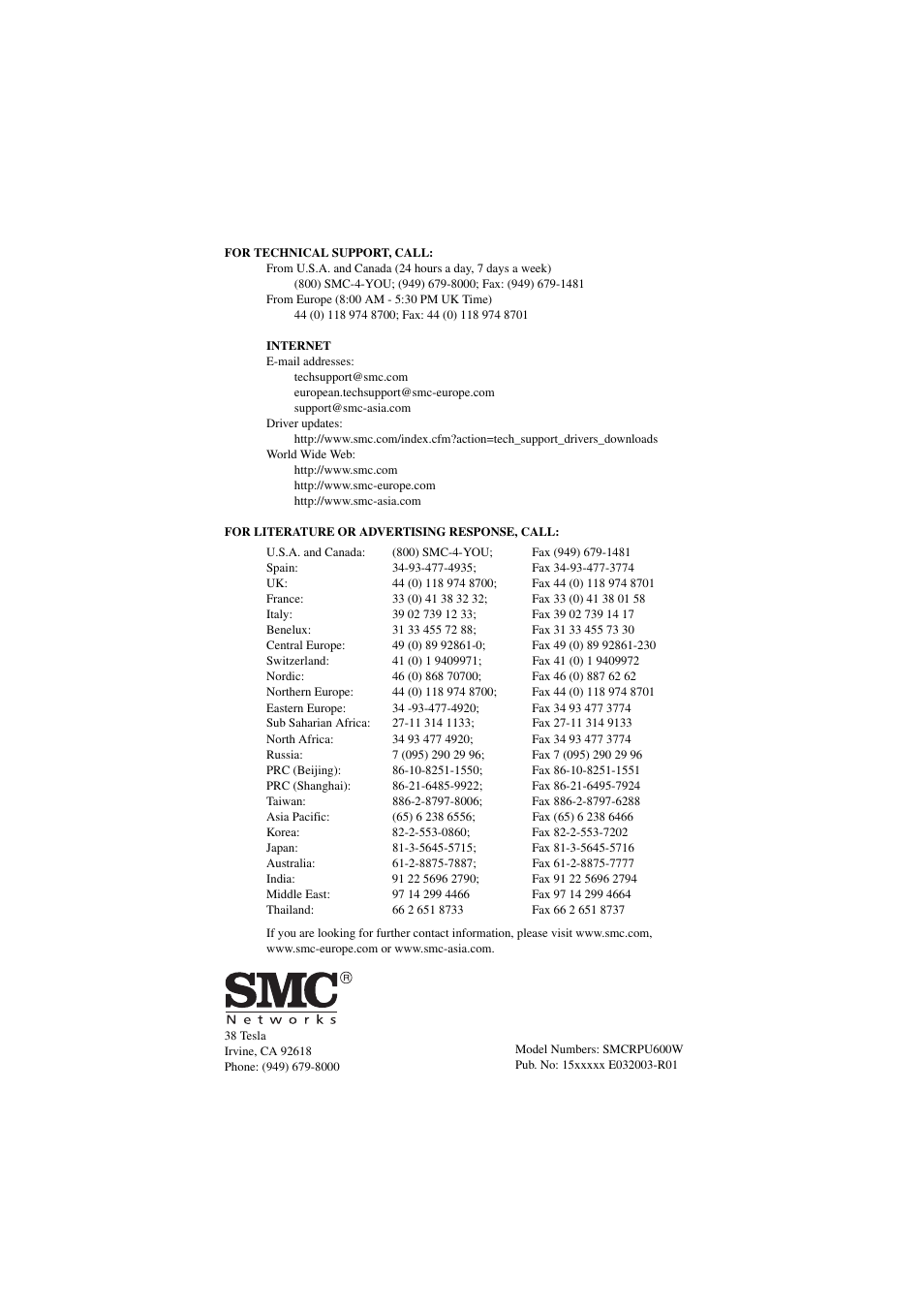 SMC Networks Redundant Power Unit SMCRPU600W User Manual | Page 22 / 22