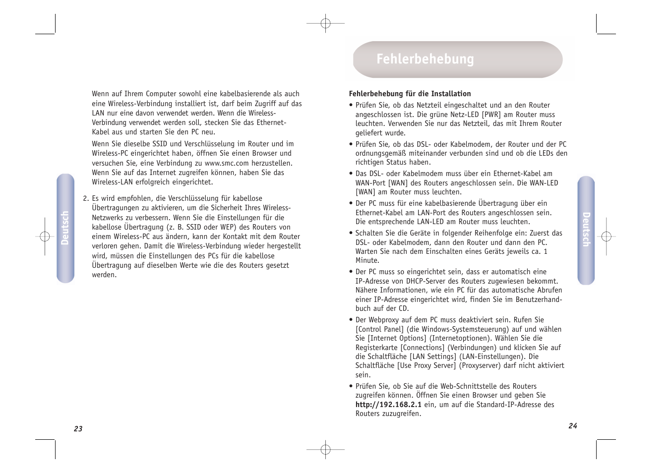 Fehlerbehebung | SMC Networks SMCWBR14T-G User Manual | Page 13 / 46