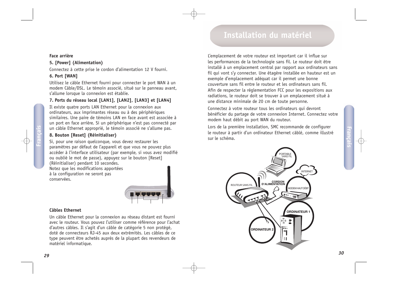 Installation du matériel, Fr ançais | SMC Networks SMCWBR14T-G User Manual | Page 16 / 46