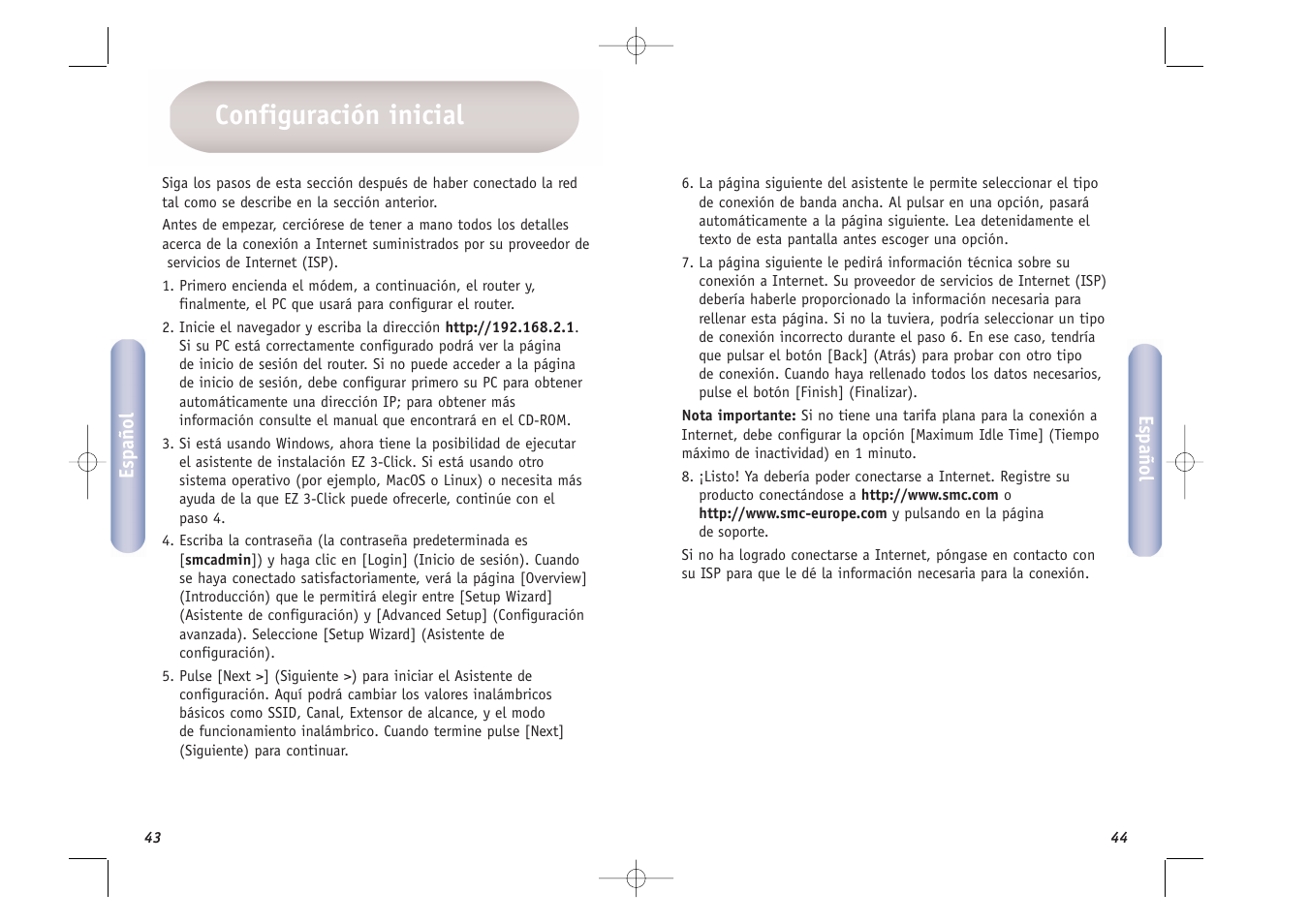 Configuración inicial | SMC Networks SMCWBR14T-G User Manual | Page 23 / 46