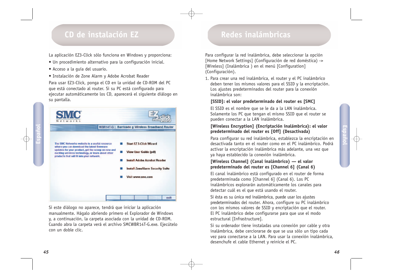 Cd de instalación ez redes inalámbricas | SMC Networks SMCWBR14T-G User Manual | Page 24 / 46