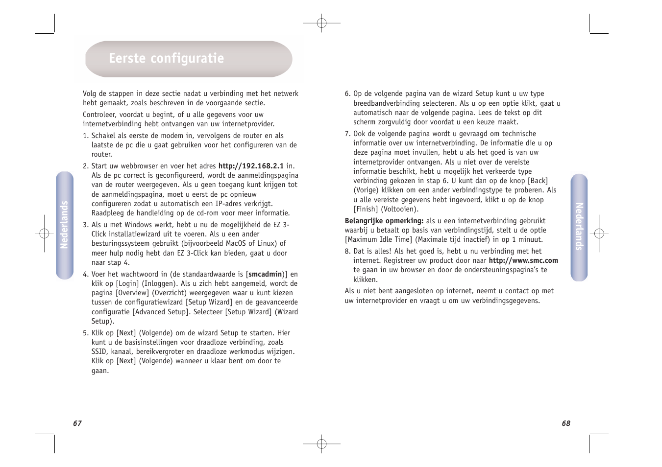 Eerste configuratie | SMC Networks SMCWBR14T-G User Manual | Page 35 / 46