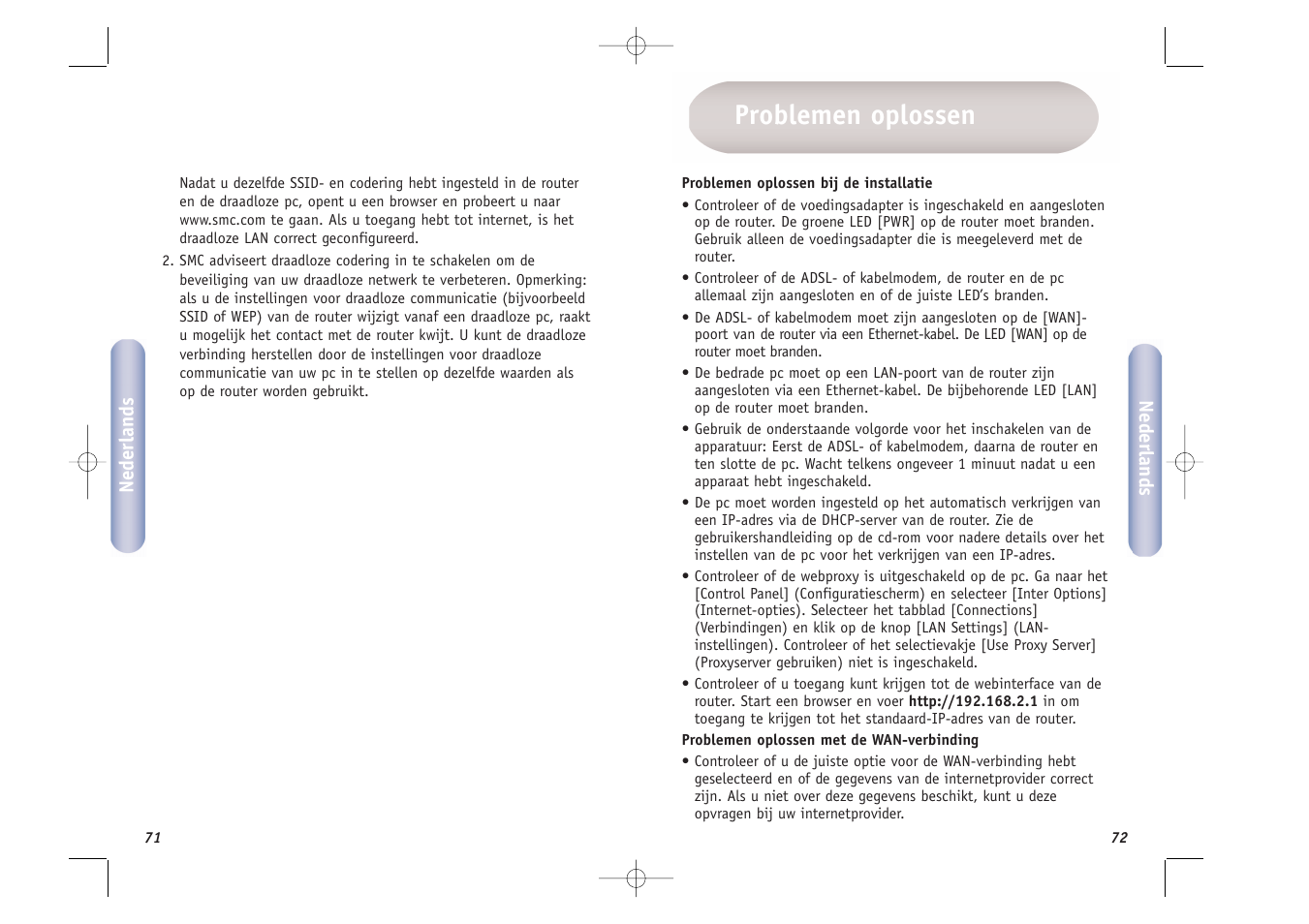 Problemen oplossen | SMC Networks SMCWBR14T-G User Manual | Page 37 / 46