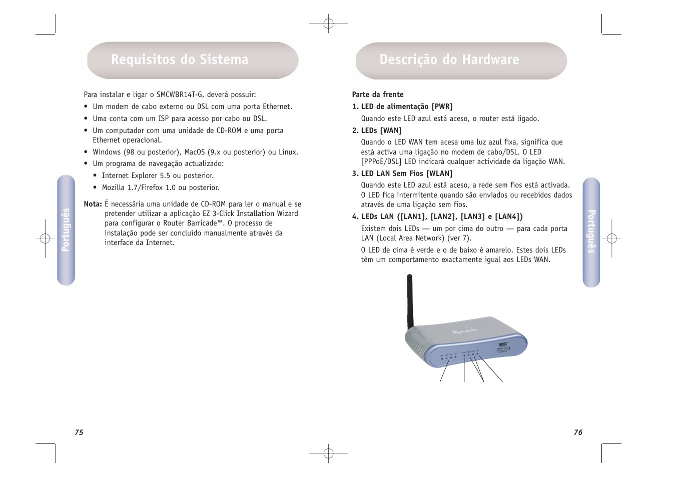 Descrição do hardware requisitos do sistema | SMC Networks SMCWBR14T-G User Manual | Page 39 / 46