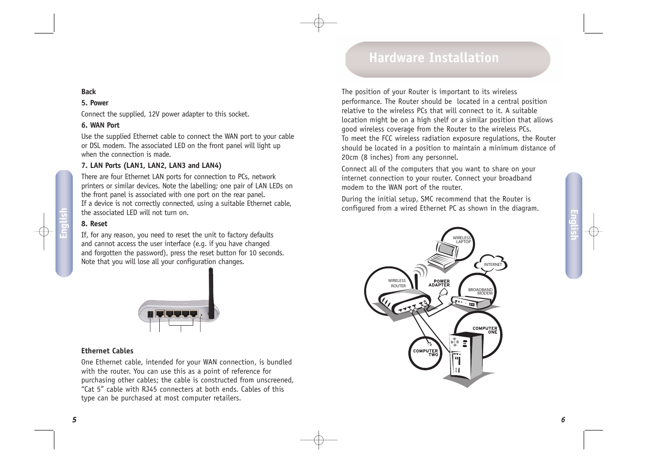 Hardware installation | SMC Networks SMCWBR14T-G User Manual | Page 4 / 46