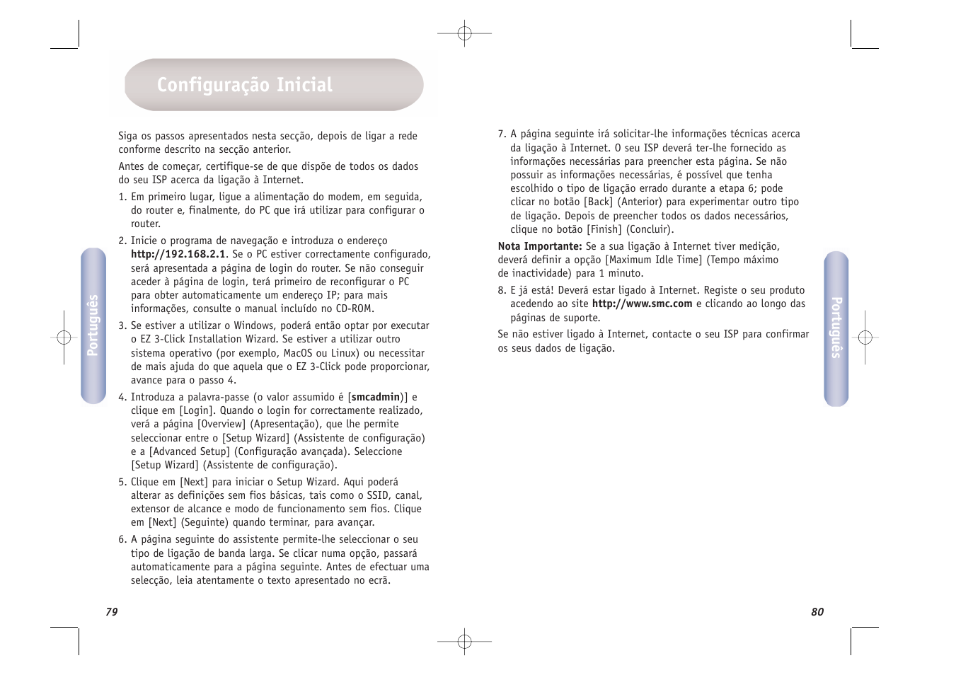 Configuração inicial | SMC Networks SMCWBR14T-G User Manual | Page 41 / 46