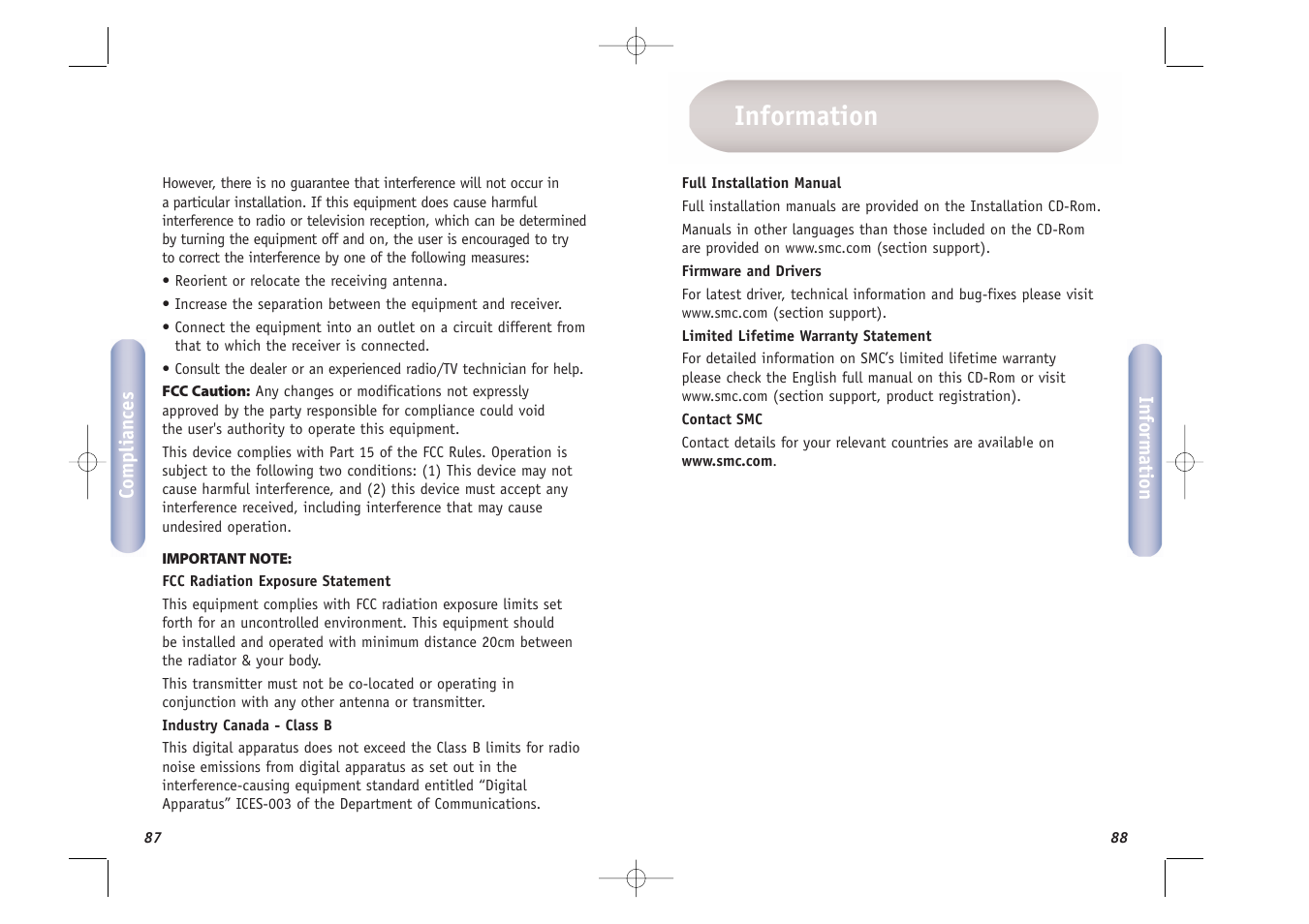 Informati on information | SMC Networks SMCWBR14T-G User Manual | Page 45 / 46