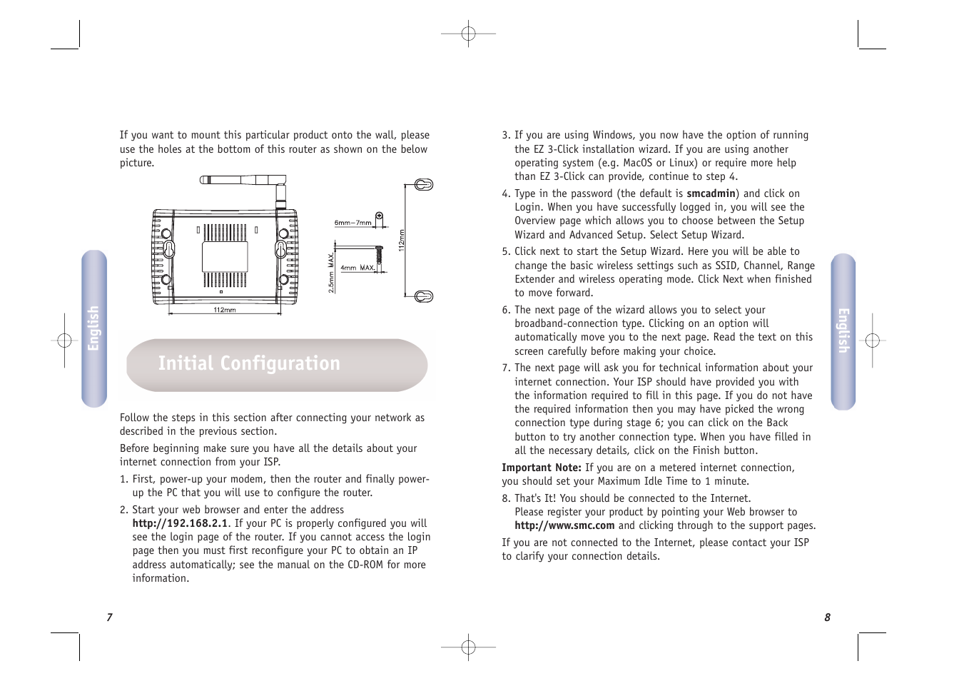 Initial configuration | SMC Networks SMCWBR14T-G User Manual | Page 5 / 46