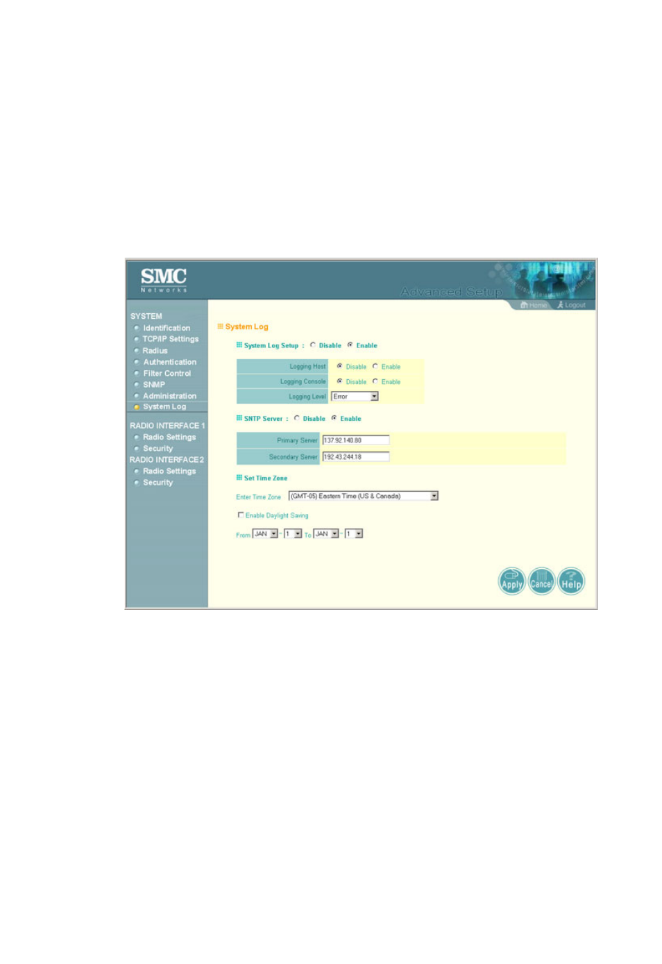 System log, Enabling system logging, System log -33 | SMC Networks SMC2555W-AG User Manual | Page 89 / 256