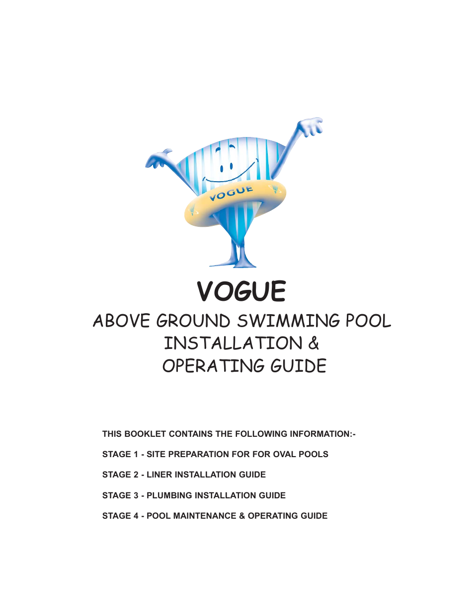 Vogue Industrial ABOVE GROUND SWIMMING POOL User Manual | 20 pages