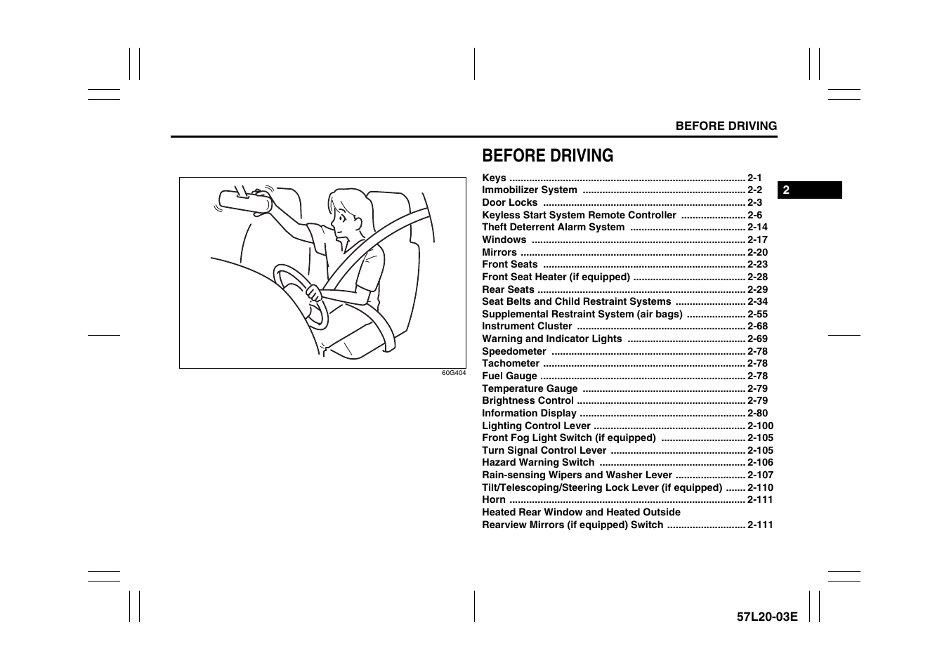 Before driving | Suzuki 57L1F001 User Manual | Page 19 / 388