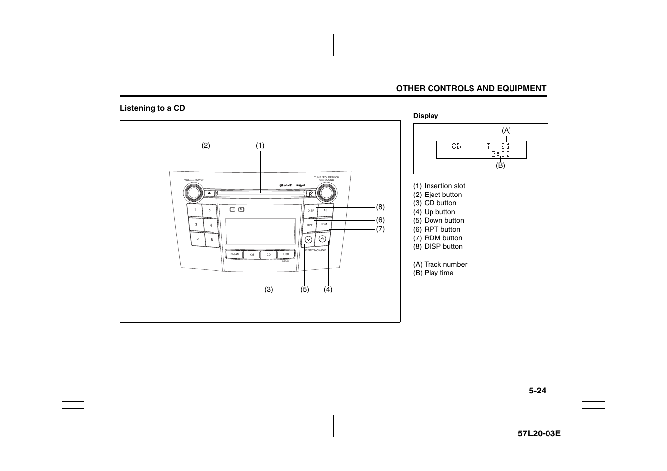Other controls and equipment, Listening to a cd | Suzuki 57L1F001 User Manual | Page 203 / 388