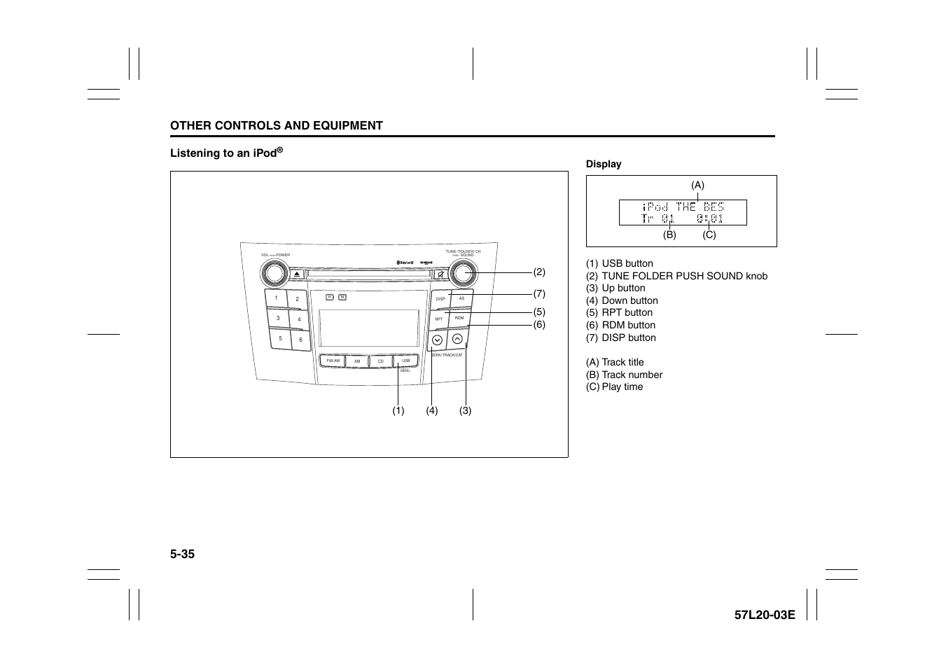 Other controls and equipment, Listening to an ipod | Suzuki 57L1F001 User Manual | Page 214 / 388