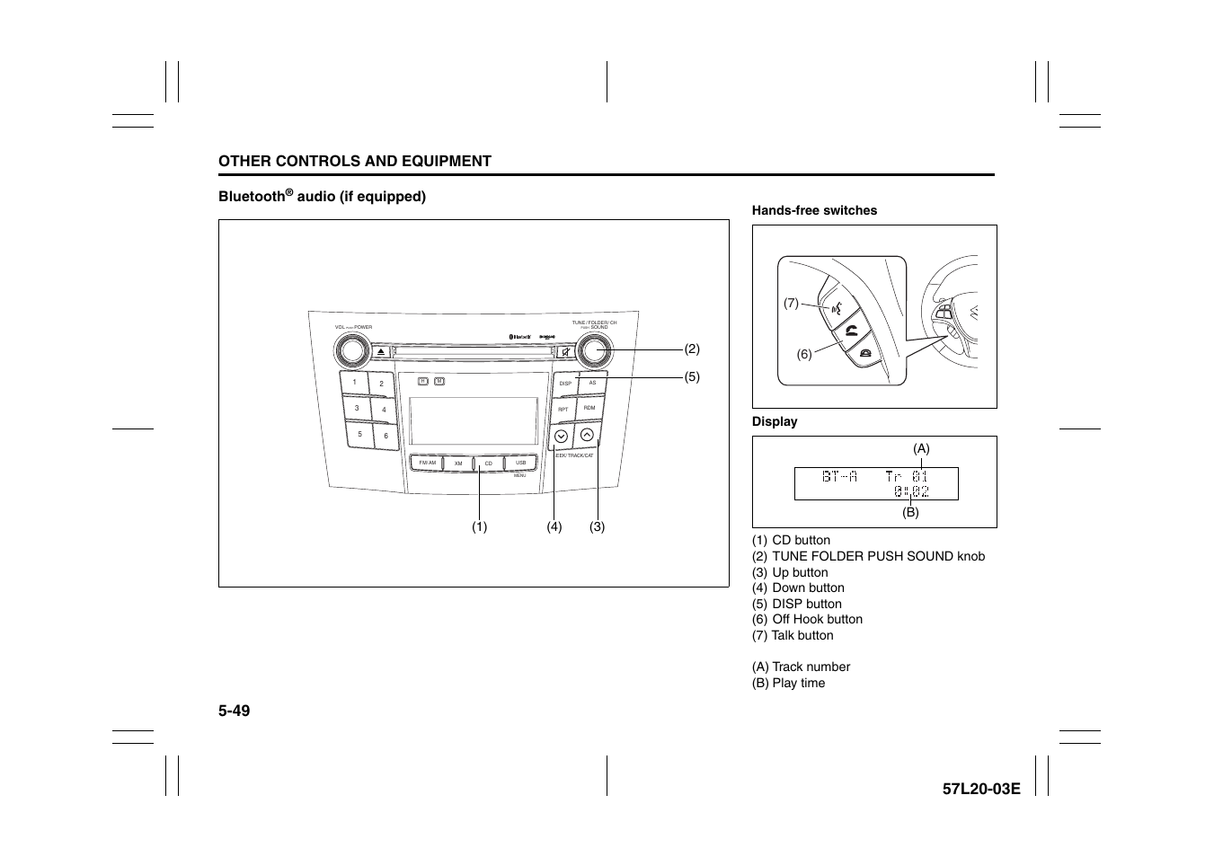 Other controls and equipment, Bluetooth, Audio (if equipped) | Suzuki 57L1F001 User Manual | Page 228 / 388