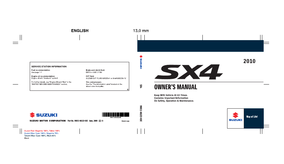 Suzuki 2010 SX4 SportBack User Manual | 297 pages