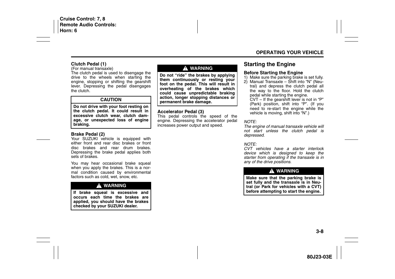 Suzuki 2010 SX4 SportBack User Manual | Page 109 / 297