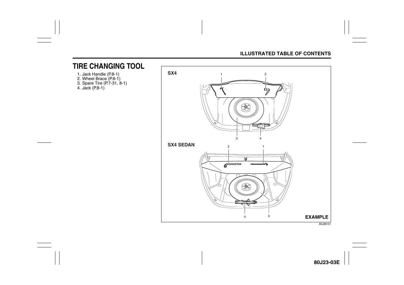 Tire changing tool | Suzuki 2010 SX4 SportBack User Manual | Page 13 / 297