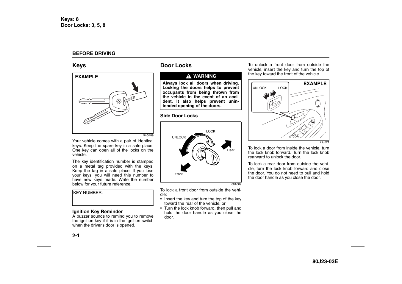 Suzuki 2010 SX4 SportBack User Manual | Page 18 / 297